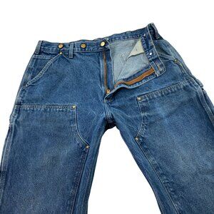 VTG 90's Carhartt Double Knee Jeans Size 38 Carpenter Suspender Buttons B07 DNM